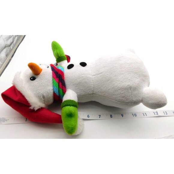 American Greetings Singing Snowman Plush Red Hat Green Mittens Scarf Works READ - Picture 7 of 7